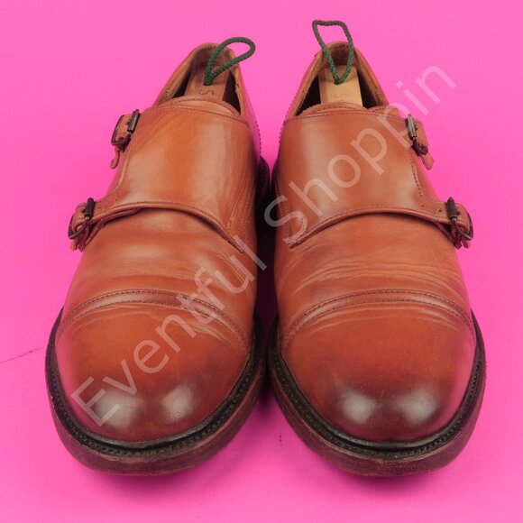 Frye Shoes Mens 9.5 D Brown Dress Burnished Cap Toe Double Monk Strap Oxfords - Picture 2 of 15